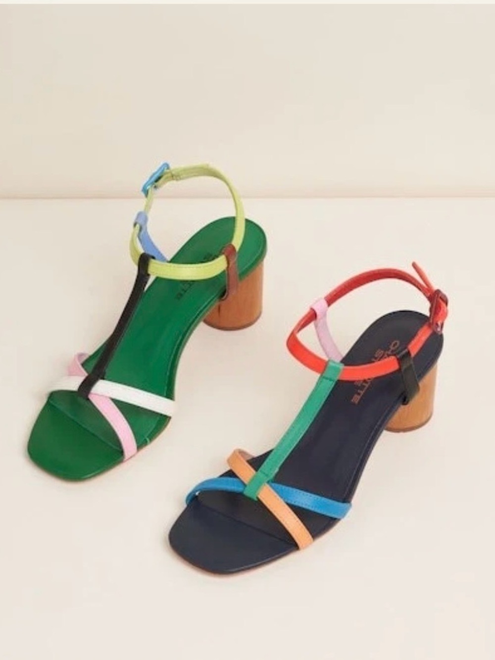 Charlotte Stone Selita Multicolor Strappy Block Heel Sandals - Women's